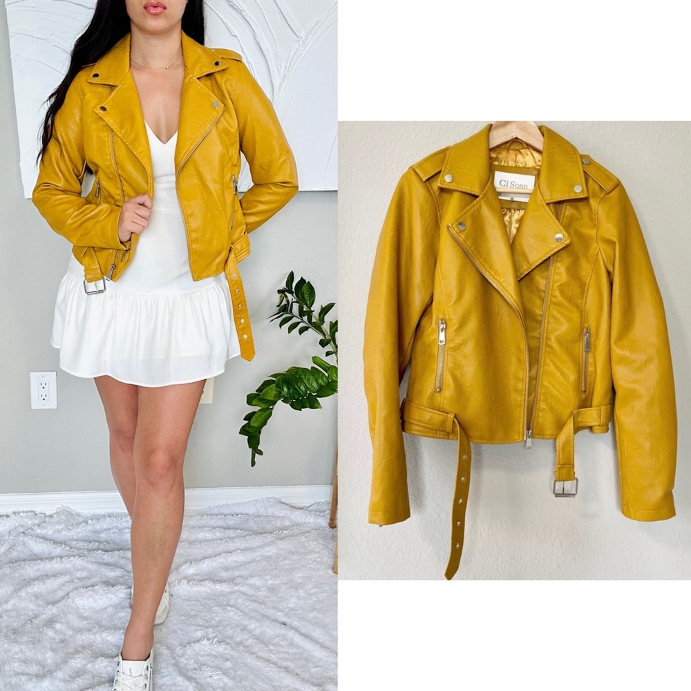 Mustard Faux Leather Jacket - Picture 3 of 9